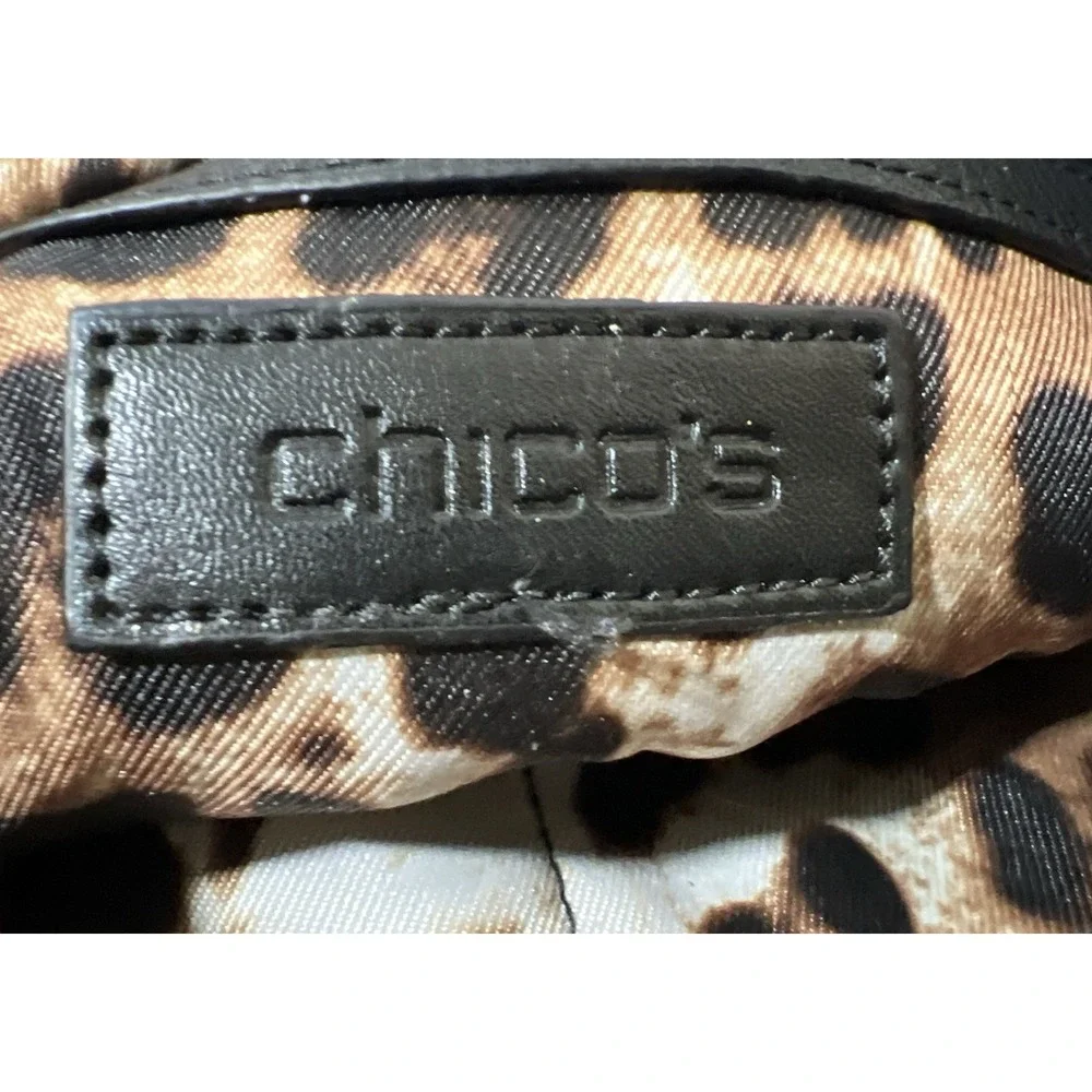 Chico's Clutch Purse With Wrist Strap,  Brown And Black With Cheetah Lining